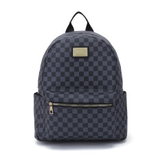 GOWELL Fashion Checkered Tote Shoulder Handbags Bag with inner pouch PU Vegan Leather(Black)