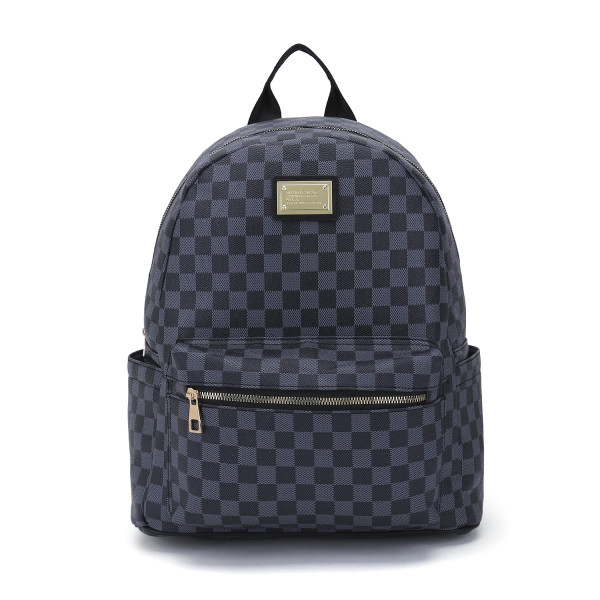 GOWELL Fashion Checkered Tote Shoulder Handbags Bag with inner pouch PU Vegan Leather(Black)