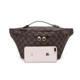 GOWELL Checkered Tote Waist Pocket Shoulder Bag with inner pouch - PU Vegan Leather Weekender Travel Bags