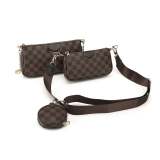 GOWELL Crossbody Bags for Women Checkered Tote Shoulder Bags Multipurpose Handbags with Coin Purse including 3 Size Bag Bronze