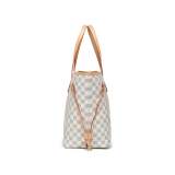 GOWELL Checkered Shoulder Tote Bags for Womens Leather 3pcs Set White