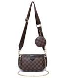 GOWELL Crossbody Bags for Women Checkered Tote Shoulder Bags Multipurpose Handbags with Coin Purse including 3 Size Bag Bronze