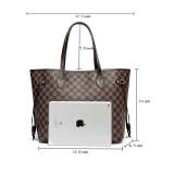 GOWELL Checkered Women Top Famous Designer Leather Handbags Luxury Shoulder Bags Classic Tote For Lady Large Capacity Shopping Travel Handle Totes Bags