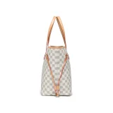 GOWELL Checkered Women Top Famous Designer Leather Handbags Luxury Shoulder Bags Classic Tote For Lady Large Capacity Shopping Travel Handle Totes Bags