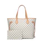 GOWELL Checkered Women Top Famous Designer Leather Handbags Luxury Shoulder Bags Classic Tote For Lady Large Capacity Shopping Travel Handle Totes Bags