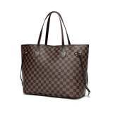 GOWELL Checkered Women Top Famous Designer Leather Handbags Luxury Shoulder Bags Classic Tote For Lady Large Capacity Shopping Travel Handle Totes Bags