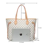 GOWELL Checkered Women Top Famous Designer Leather Handbags Luxury Shoulder Bags Classic Tote For Lady Large Capacity Shopping Travel Handle Totes Bags