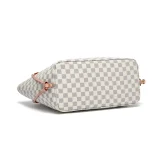GOWELL Checkered Women Top Famous Designer Leather Handbags Luxury Shoulder Bags Classic Tote For Lady Large Capacity Shopping Travel Handle Totes Bags