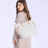 GOWELL Checkered Women Top Famous Designer Leather Handbags Luxury Shoulder Bags Classic Tote For Lady Large Capacity Shopping Travel Handle Totes Bags