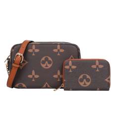 GOWELL Square Cross Body Bag Comes with Mini Wallet Crossbody & Clutch PU Vegan Leather Shoulder with Coin Purse 2-in-1 Set