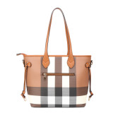 GOWELL Checker Handbag for women Plaid Crossbody Fashion Shoulder Bag Purses PU Vegan Leather 3 in-1 Tote Set Hobo Bag Tote Bag Commuter Mothers day gift bags