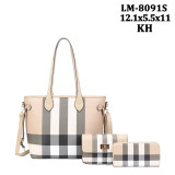 GOWELL Checker Handbag for women Plaid Crossbody Fashion Shoulder Bag Purses PU Vegan Leather 3 in-1 Tote Set Hobo Bag Tote Bag Commuter Mothers day gift bags