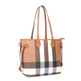GOWELL Checker Handbag for women Plaid Crossbody Fashion Shoulder Bag Purses PU Vegan Leather 3 in-1 Tote Set Hobo Bag Tote Bag Commuter Mothers day gift bags
