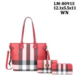 GOWELL Checker Handbag for women Plaid Crossbody Fashion Shoulder Bag Purses PU Vegan Leather 3 in-1 Tote Set Hobo Bag Tote Bag Commuter Mothers day gift bags