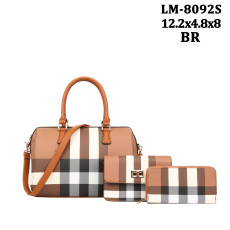 Crossbody Bag Shoulder Bag with Inner Pouch - PU Vegan Leather Shoulder Handbags Fashion Striped Tote Women Bags-3 Pcs