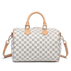 RICHPORTS Checkered Women PU Leather Tote Bag Tassels Leather Shoulder Handbags Fashion Ladies Purses Satchel Messenger Bags