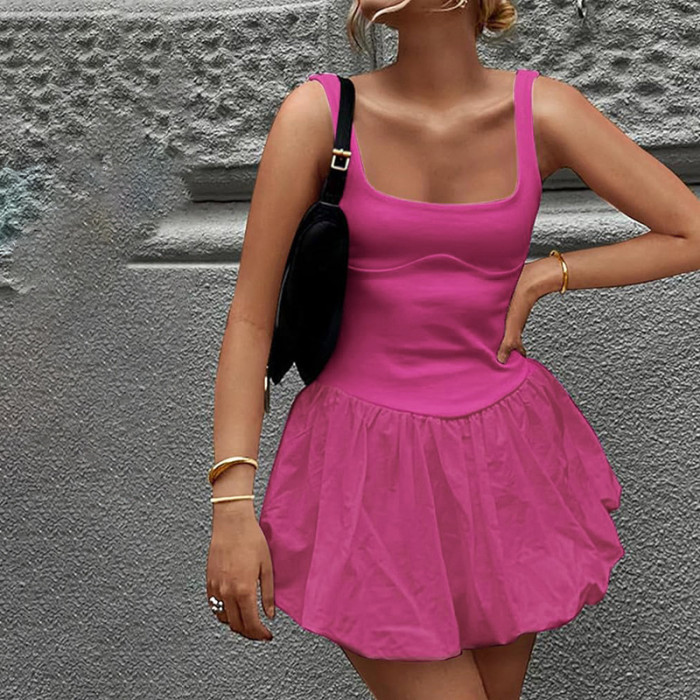 Women Summer Solid Sleeveless Dress