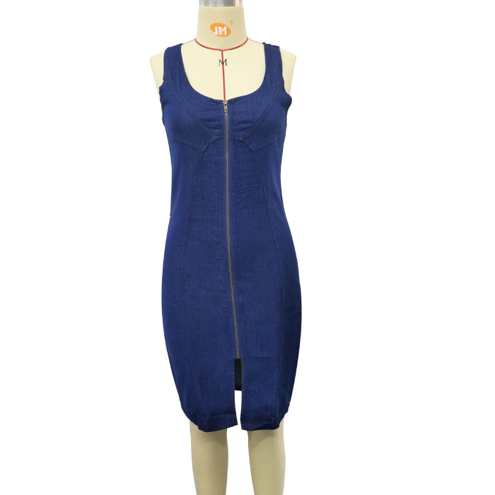 Women Sleeveless Denim Dress