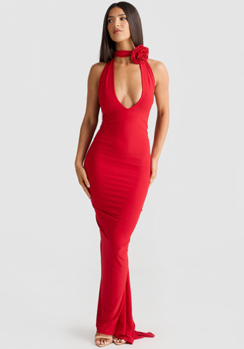 Women Summer Sexy Backless Pleated Ribbon Dress