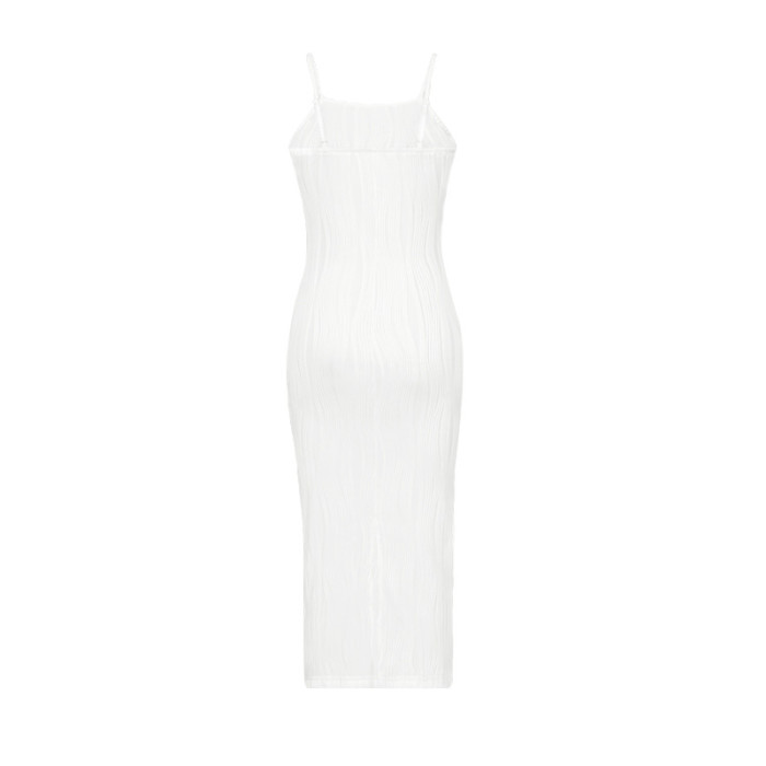 Spring Women's Knitting Texture Sleeveless Strap Bodycon Dress