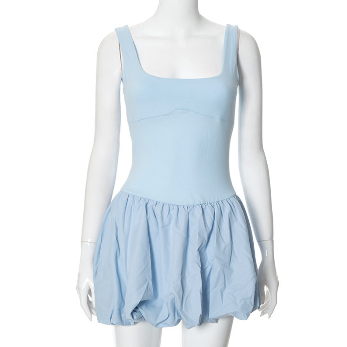 Women Summer Solid Sleeveless Dress