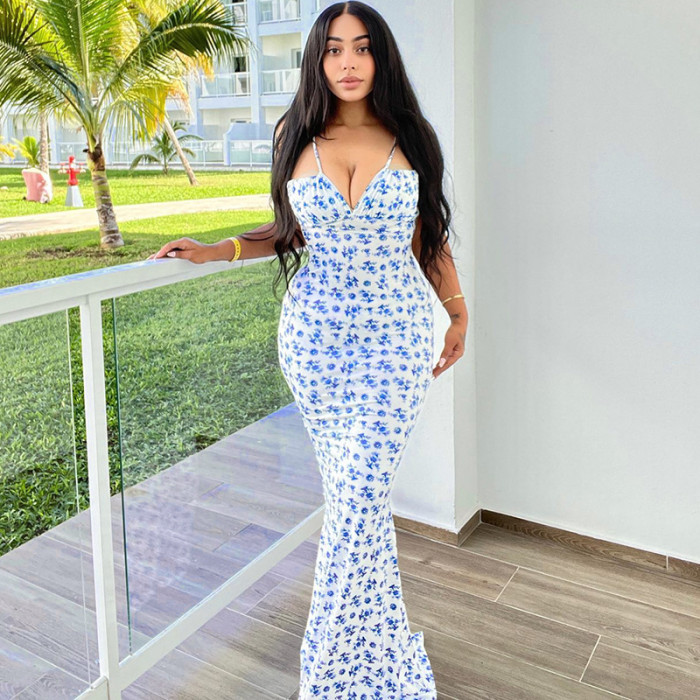 Women Floral Suspender Dress