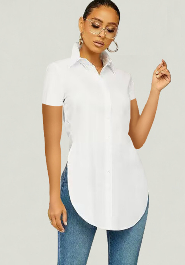 Women's cute split short sleeve shirt