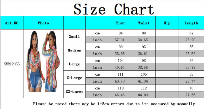 Sexy Fashion Digital Printing Multicolor Women's Shirt