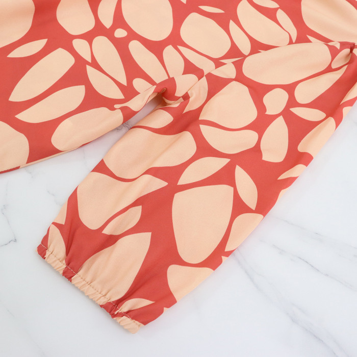 Women's printed Chic elegant Round Neck Patchwork A-line long skirt set