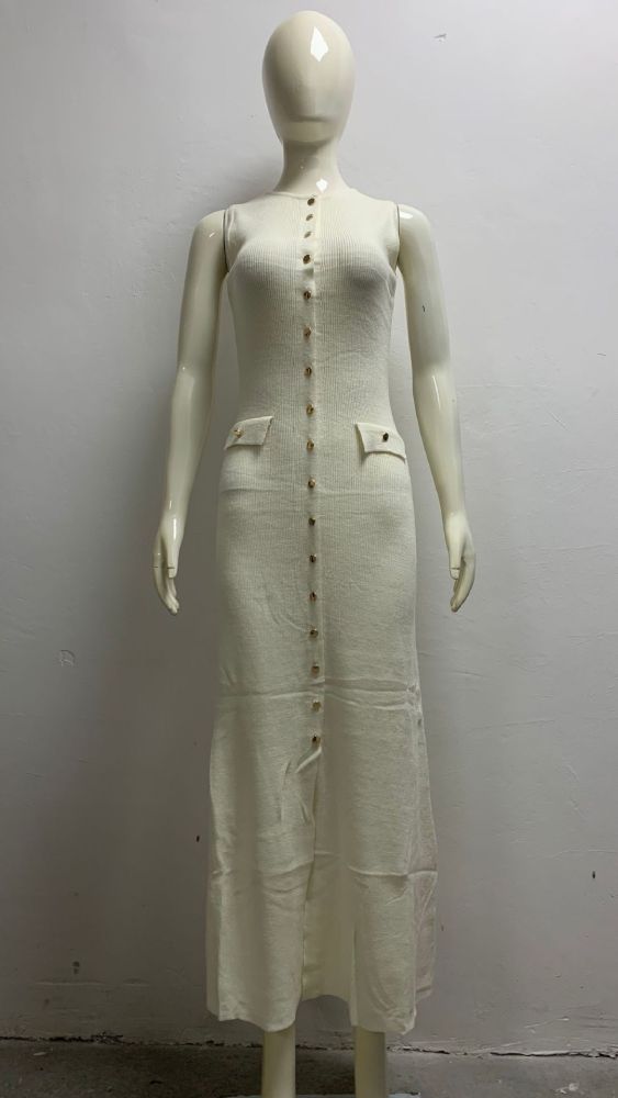 Women round neck sleeveless maxi dress