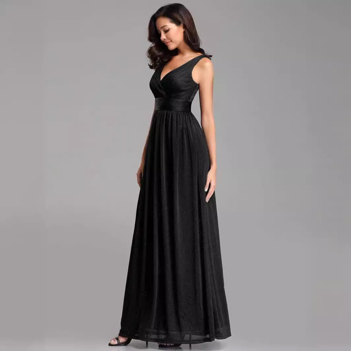 Elegant Sexy V-Neck Low Back Evening Dress Formal Party Gown