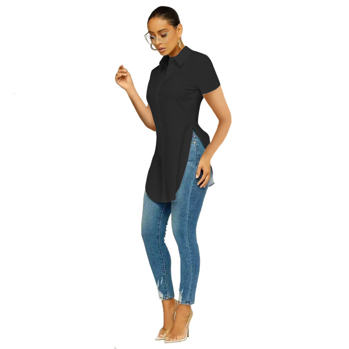 Women's cute split short sleeve shirt