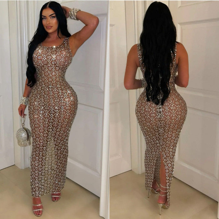 Women Sexy Mesh See-Through Dress
