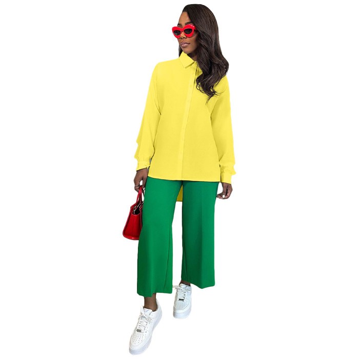 Women Fall Long Sleeve Tuxedo Casual Shirt