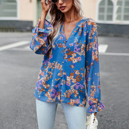 Women's Autumn Chic Elegant Floral Long Sleeve Shirt
