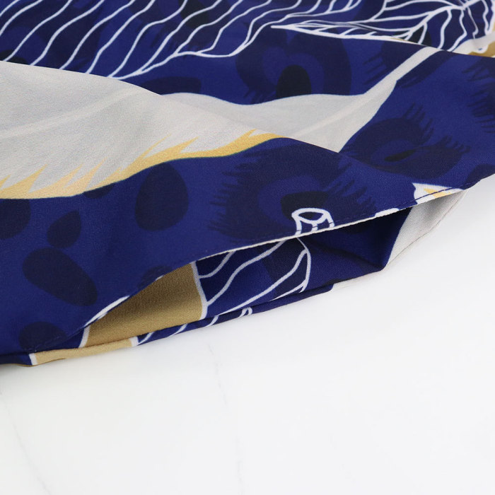 Women Printed Short Sleeve Beach Casual Shirt Long Dress