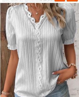 Summer Holidays Fashion Cutout Short Sleeve Blouse For Women