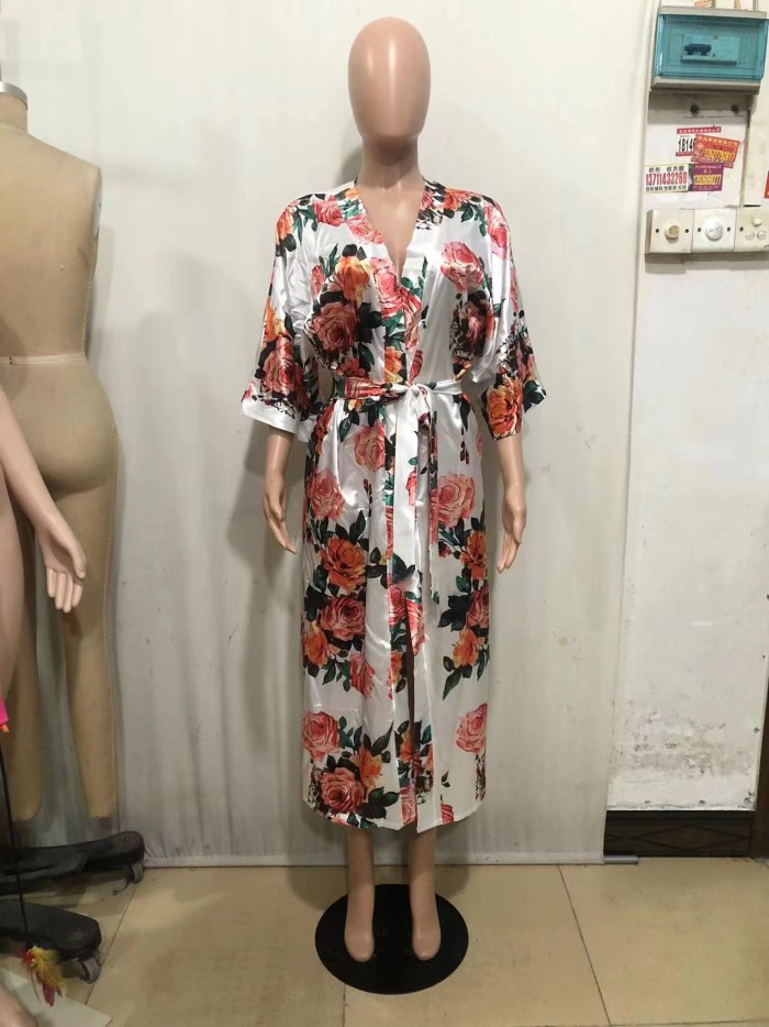 Summer and Autumn Women's Fashion Loose Fashion Printed Shirt Dress
