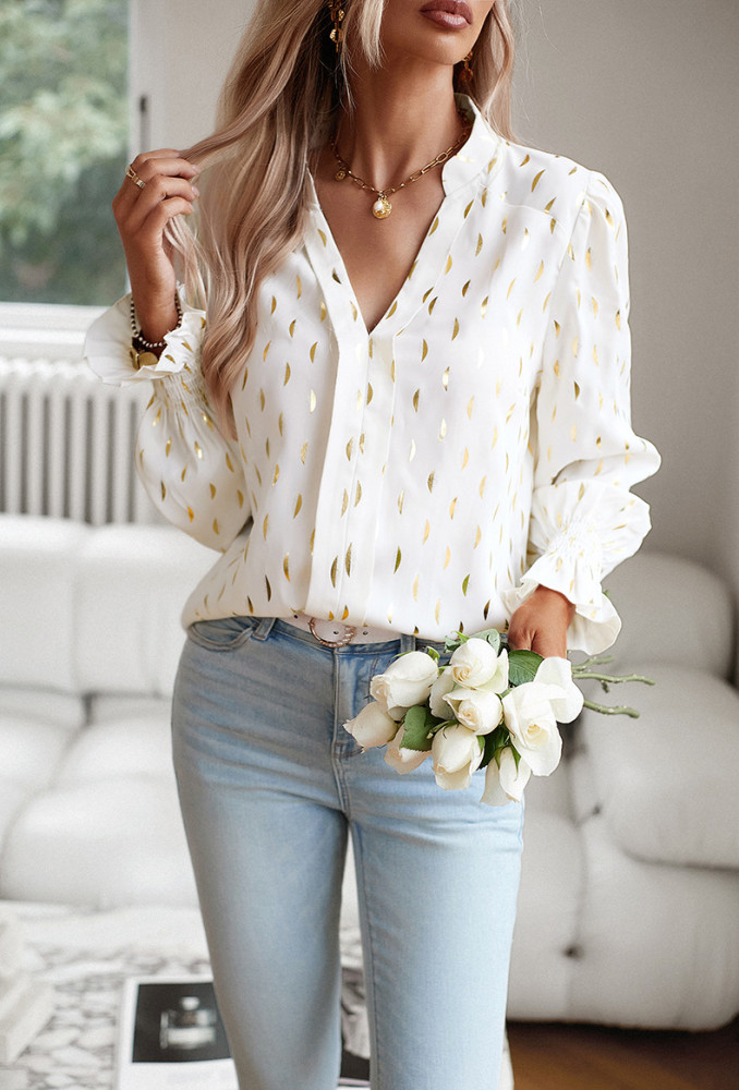 Women's Autumn V Neck Long Sleeve Shirt