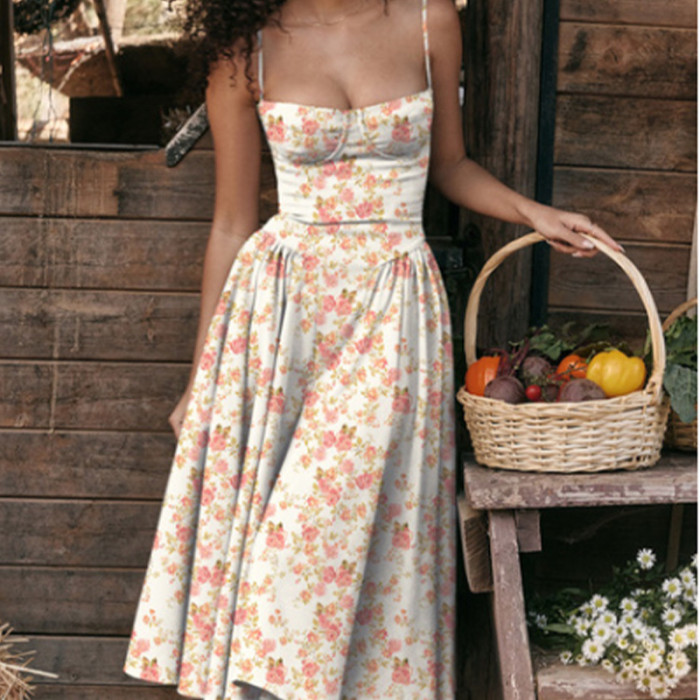 Fashionable Sexy Solid Color Strap A-line Dress