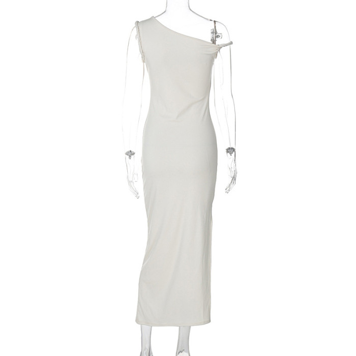 Women's Summer Fashion Sexy Slash Shoulder Slim Split Dress