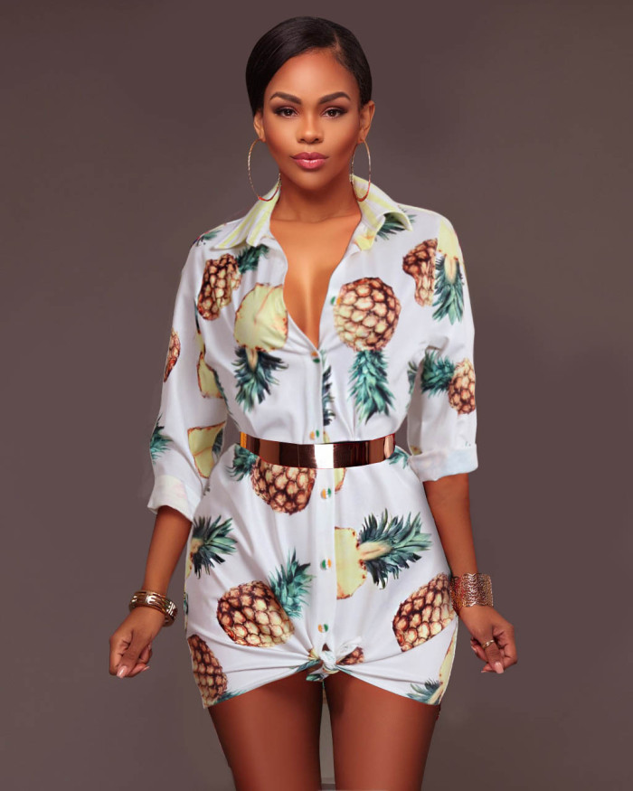 Fashionable Print Casual Women's Shirt Dress