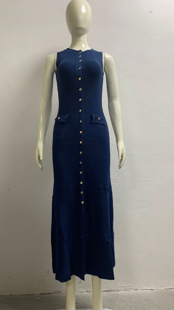 Women round neck sleeveless maxi dress
