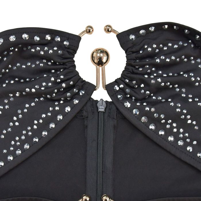 Women Beaded Suspender Short Skirt Dress