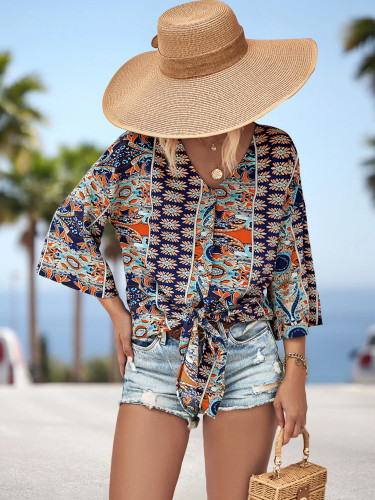 V Neck Lace-Up Cropped Top