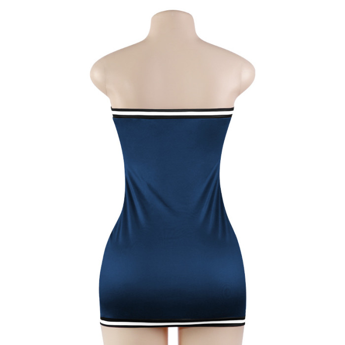 Summer Fashion Letter Print Strapless Sexy Short Slim-Fitting Dress