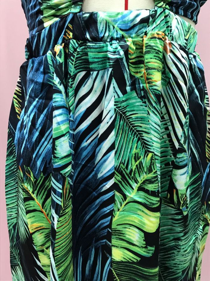 Women's Fashionable Sexy Halter Lace-Up Print Long Dress