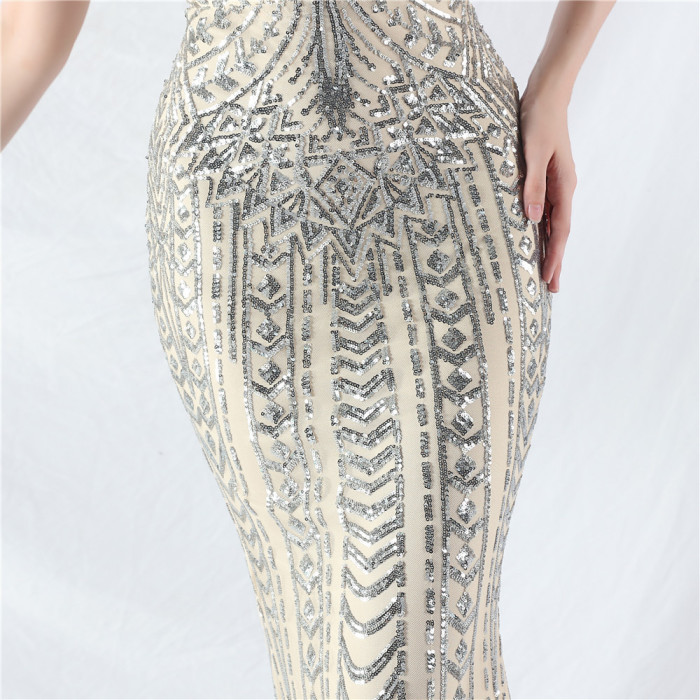Strap V-Neck Feather Formal Party Evening Dress