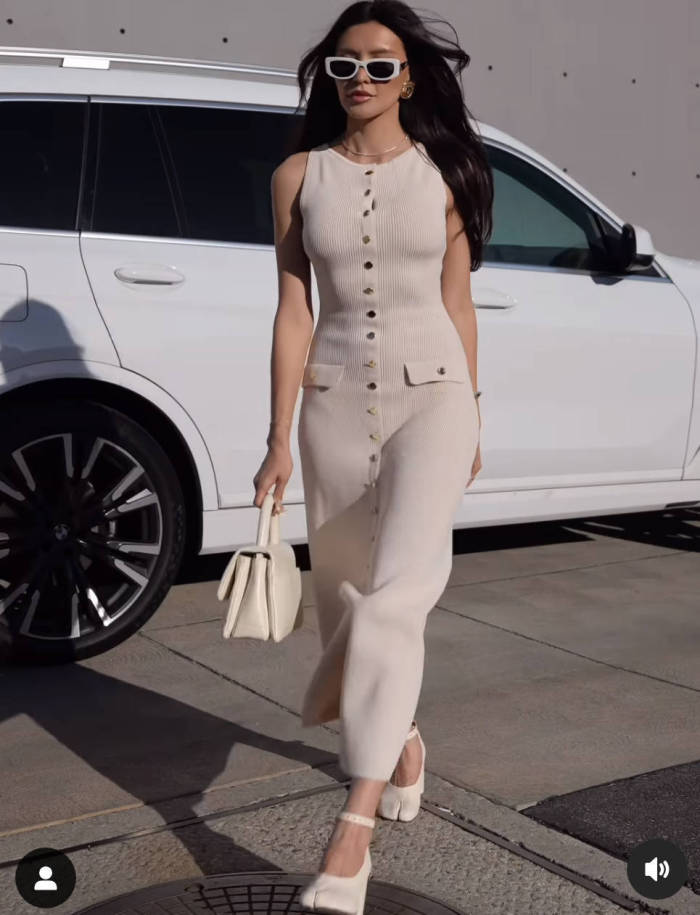 Women round neck sleeveless maxi dress