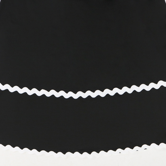 Women Strap Solid Wave Ribbon Patchwork Solid Strap Dress